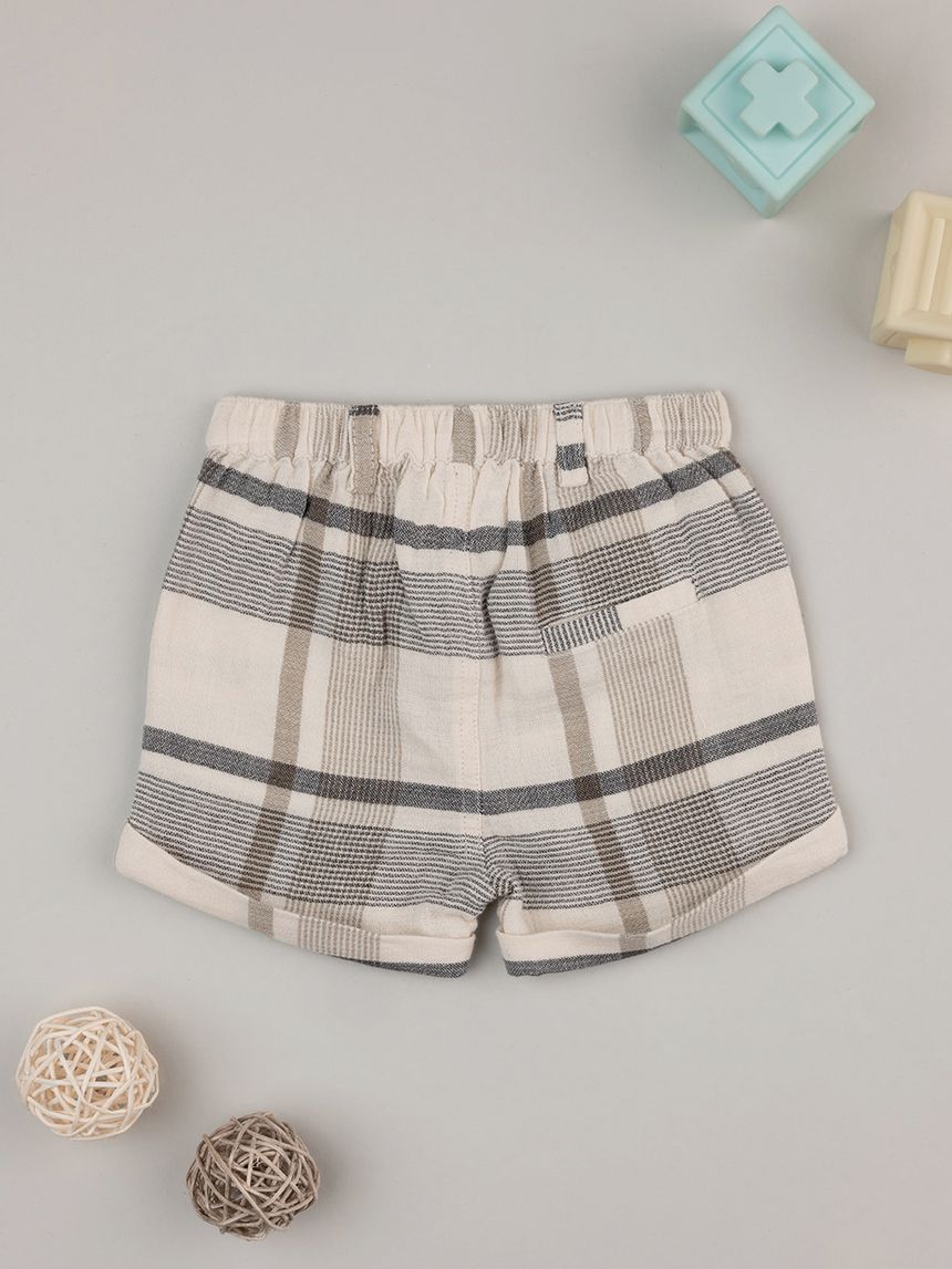 βρεφικό σορτσάκι καφέ καρό elegant για αγόρι - Prénatal