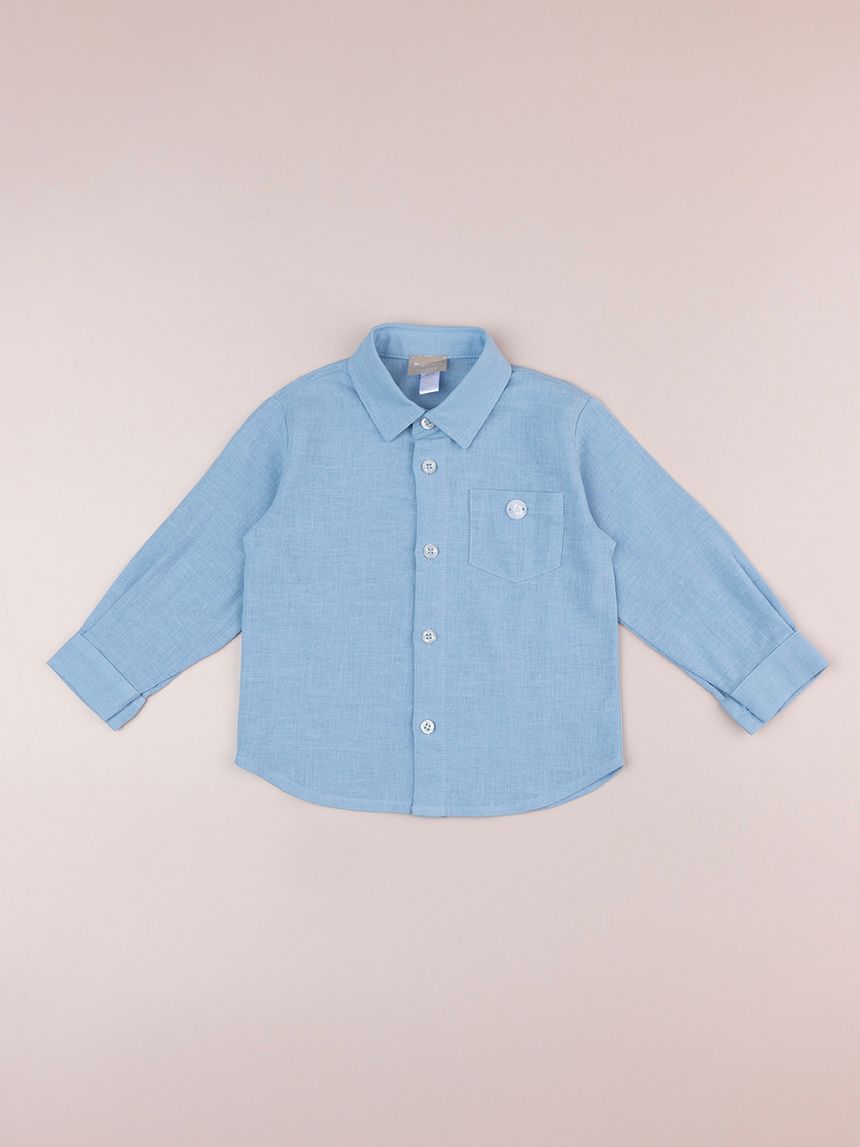βρεφικό πουκάμισο γαλάζιο premium για αγόρι - Prénatal