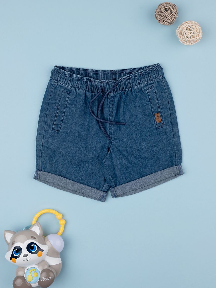 βρεφικό τζιν σορτσάκι μπλε για αγόρι - Prénatal