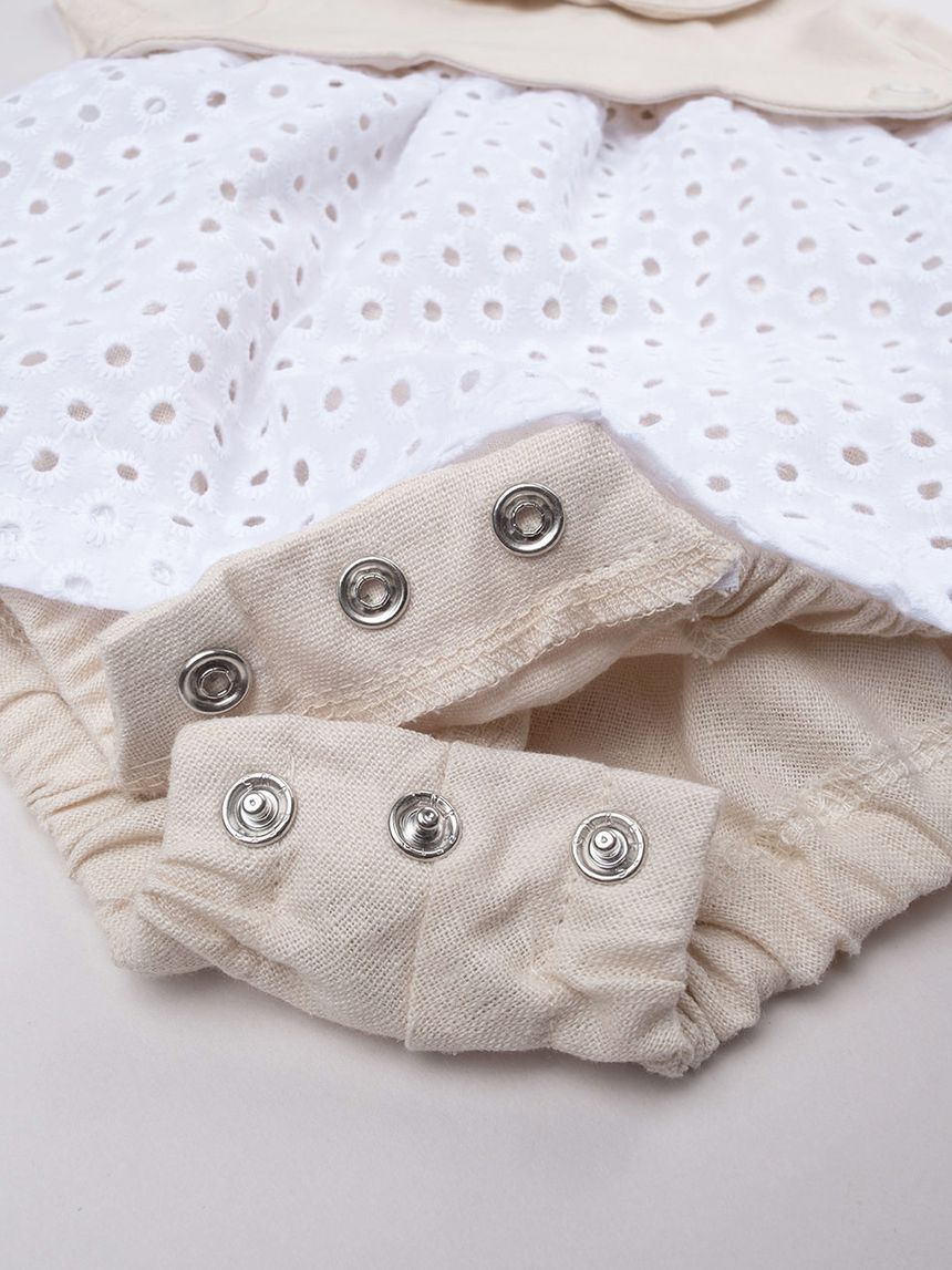 βρεφικό φόρεμα μπεζ/λευκό elegant για κορίτσι - Prénatal