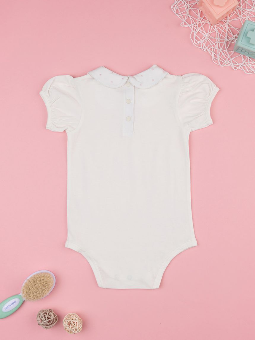 βρεφικό κορμάκι λευκό με κεντήματα elegant για κορίτσι - Prénatal