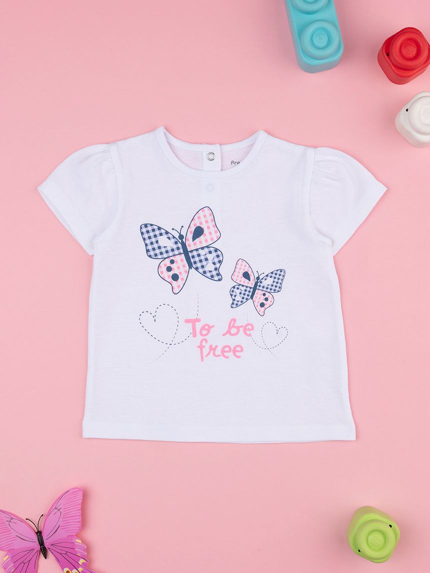 βρεφικό t-shirt λευκό με πεταλούδες για κορίτσι - Prénatal