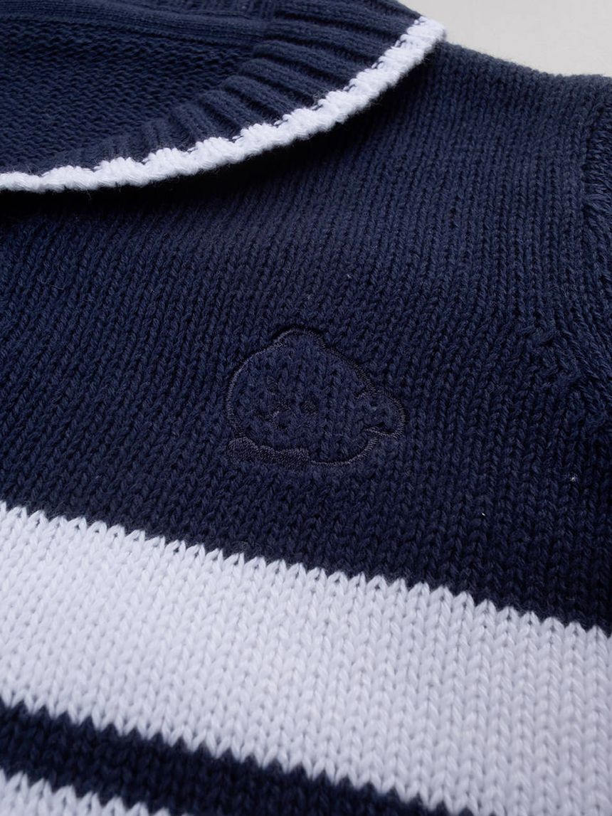 βρεφική πλεκτή ζακέτα μπλε/λευκή elegant για αγόρι - Prénatal