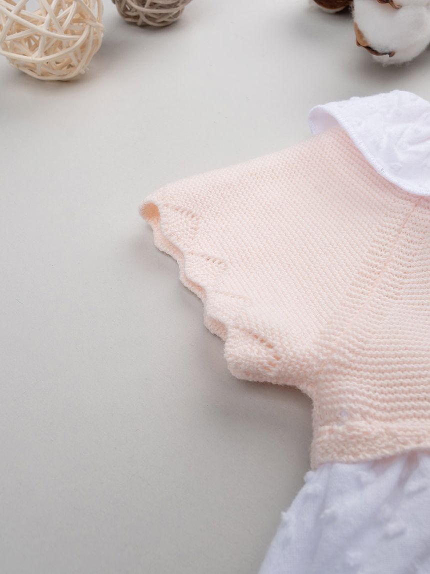 βρεφικό φόρεμα σομόν/λευκό elegant για κορίτσι - Prénatal