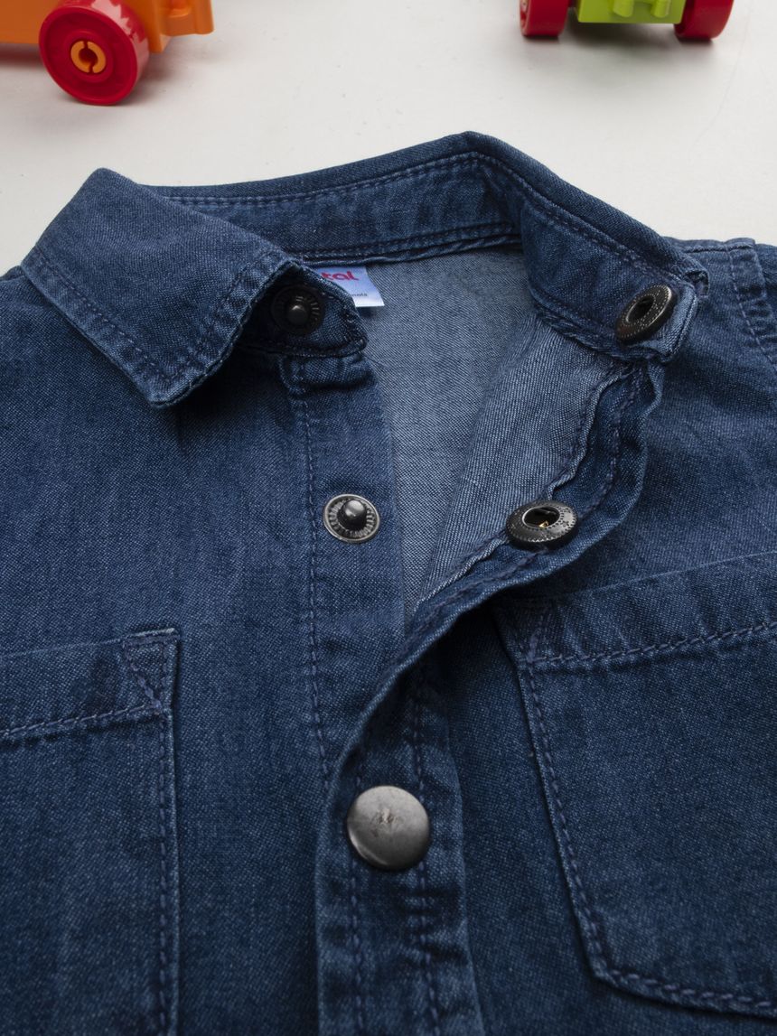 βρεφικό τζιν πουκάμισο μπλε chambray για αγόρι - Prénatal