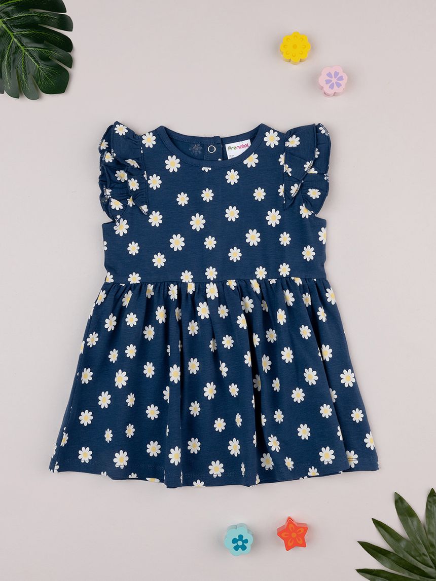 βρεφικό φόρεμα μπλε με μαργαρίτες για κορίτσι - Prénatal
