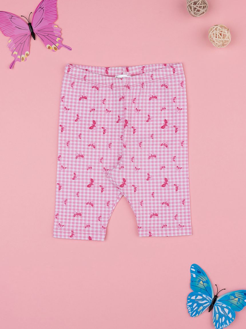 βρεφικό κολάν καρό ροζ/λευκό με πεταλούδες για κορίτσι - Prénatal