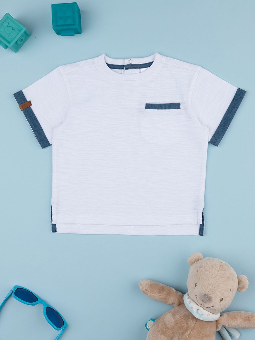 βρεφικό t-shirt λευκό με τσέπη για αγόρι - Prénatal