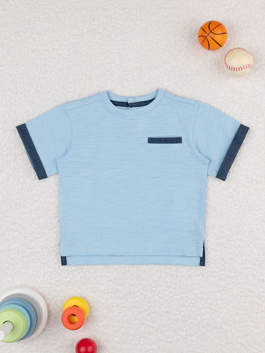 βρεφικό t-shirt γαλάζιο με τσέπη για αγόρι - Prénatal