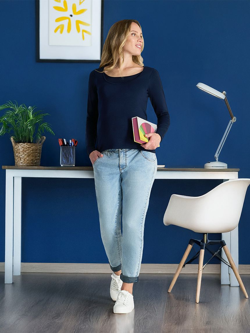 γυναικείο τζιν παντελόνι εγκυμοσύνης μπλε ανοιχτό με λάστιχο - Prénatal