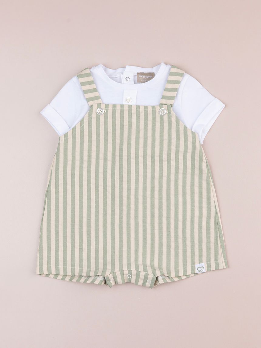 βρεφικό φορμάκι λευκό/ριγέ premium για αγόρι - Prénatal