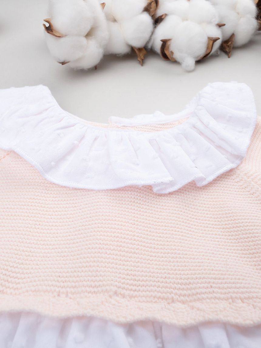 βρεφικό φόρεμα σομόν/λευκό elegant για κορίτσι - Prénatal