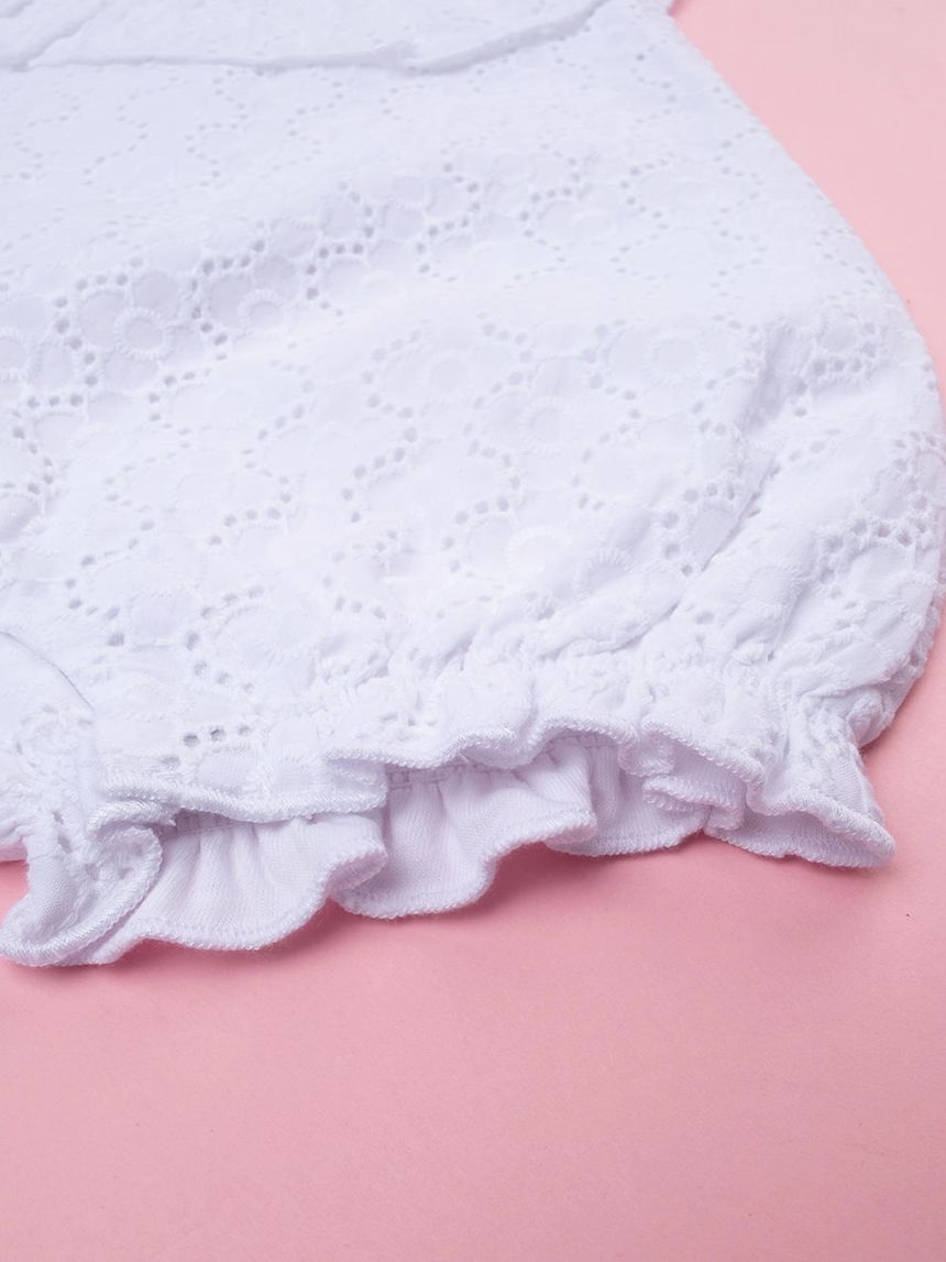 βρεφικό φορμάκι λευκό δαντέλα sangallo για κορίτσι - Prénatal