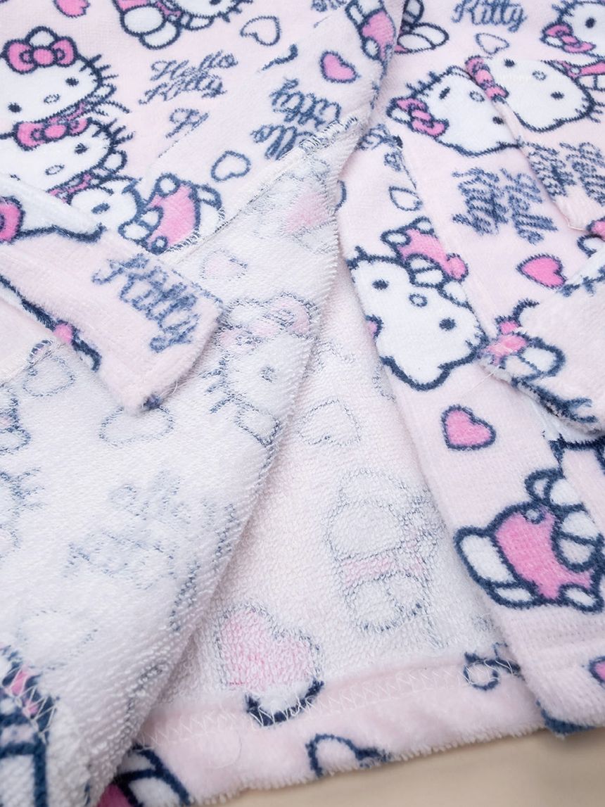 παιδικό μπουρνούζι σενίλ ροζ hello kitty για κορίτσι - Prénatal