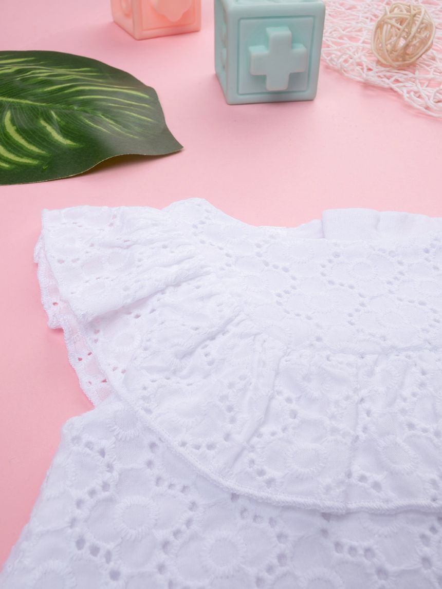 βρεφικό φορμάκι λευκό δαντέλα sangallo για κορίτσι - Prénatal