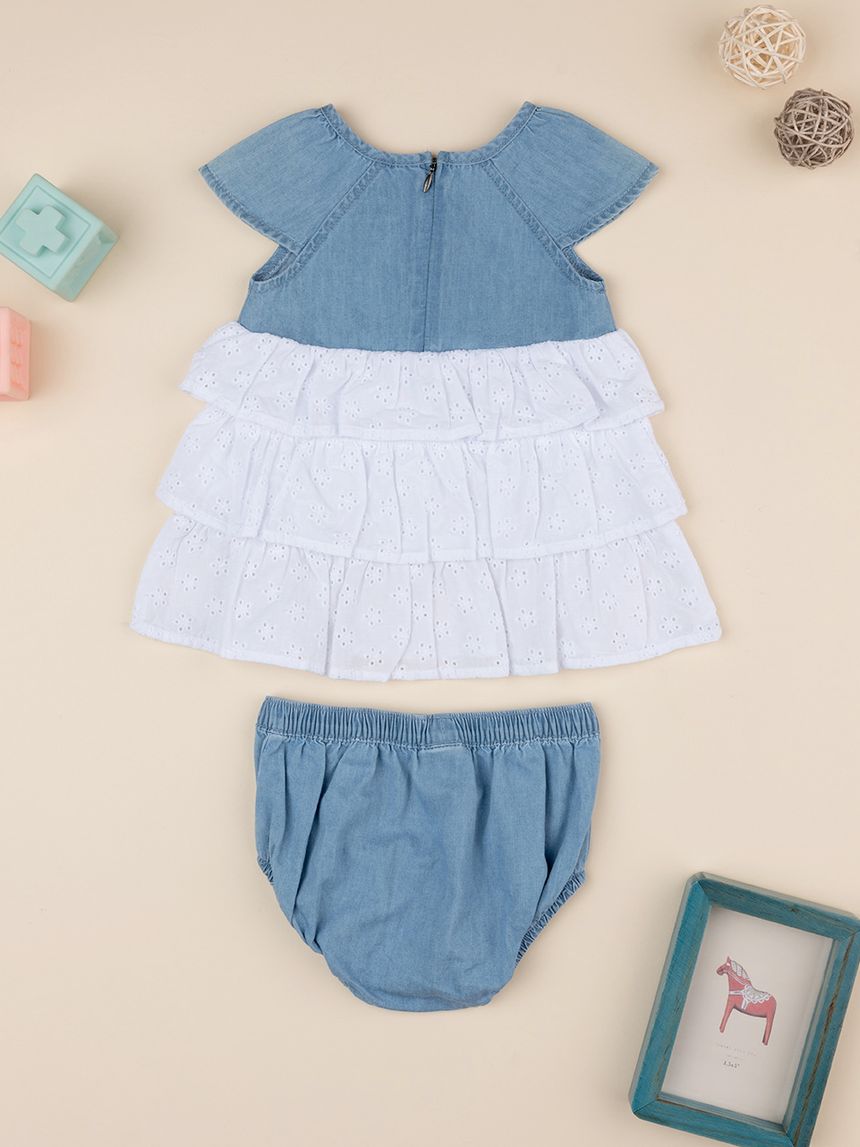 βρεφικό φόρεμα τζιν/δαντέλα sangallo για κορίτσι - Prénatal