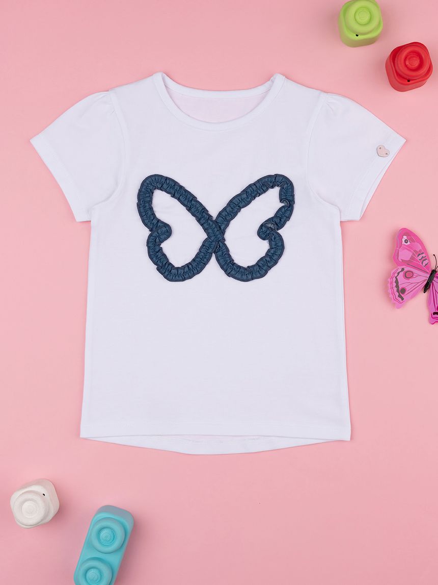 παιδικό t-shirt λευκό με πεταλούδα για κορίτσι - Prénatal