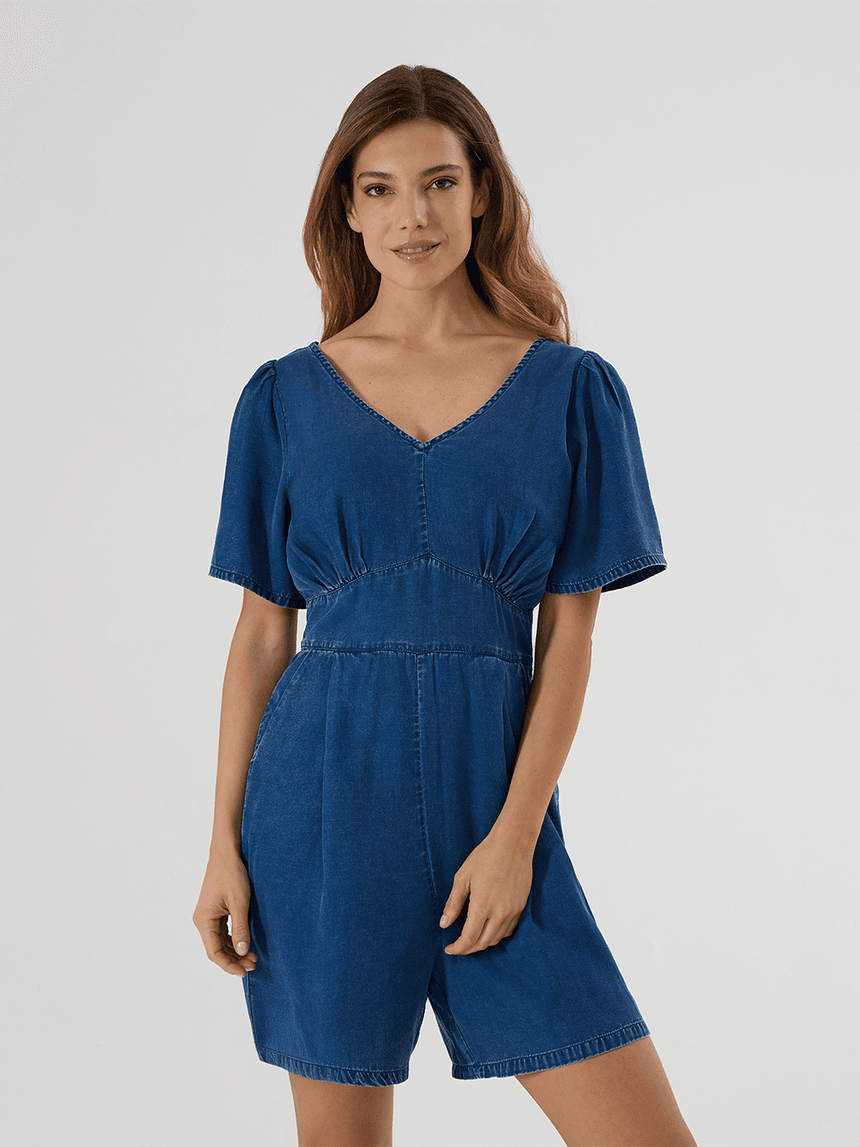 γυναικεία τζιν ολόσωμη φόρμα εγκυμοσύνης με σφηκοφωλιά - Prénatal