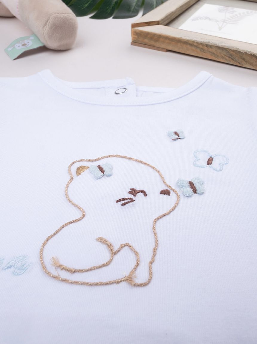 βρεφικό φορμάκι λευκό/καφέ με γατάκι για κορίτσι - Prénatal