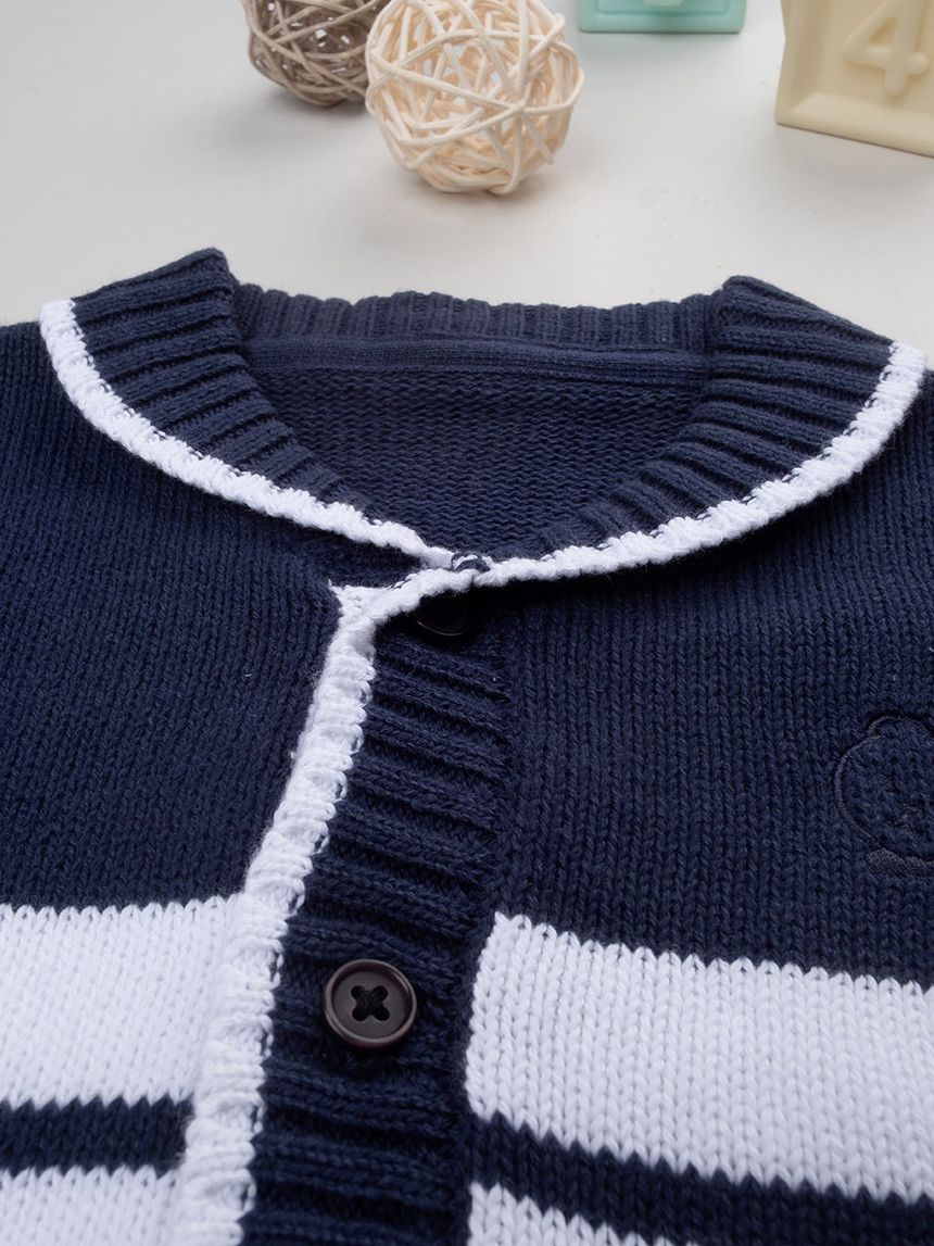 βρεφική πλεκτή ζακέτα μπλε/λευκή elegant για αγόρι - Prénatal