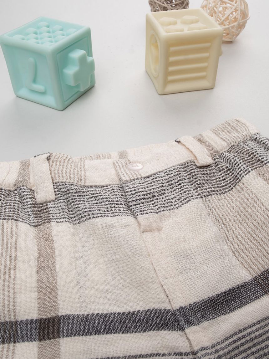 βρεφικό σορτσάκι καφέ καρό elegant για αγόρι - Prénatal