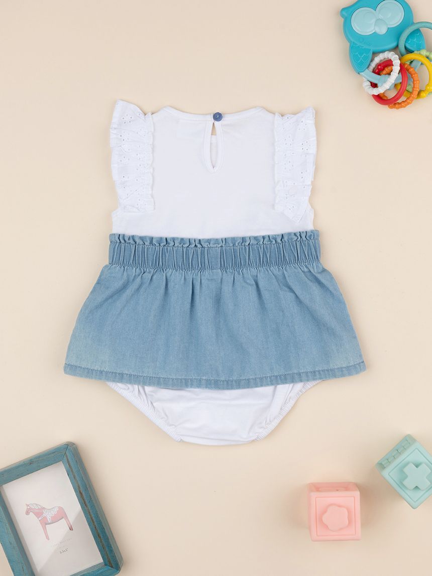 βρεφικό φόρεμα λευκό/τζιν για κορίτσι - Prénatal