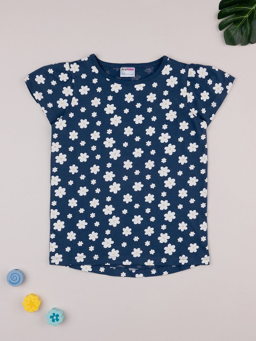 παιδικό t-shirt μπλε με μαργαρίτες για κορίτσι - Prénatal