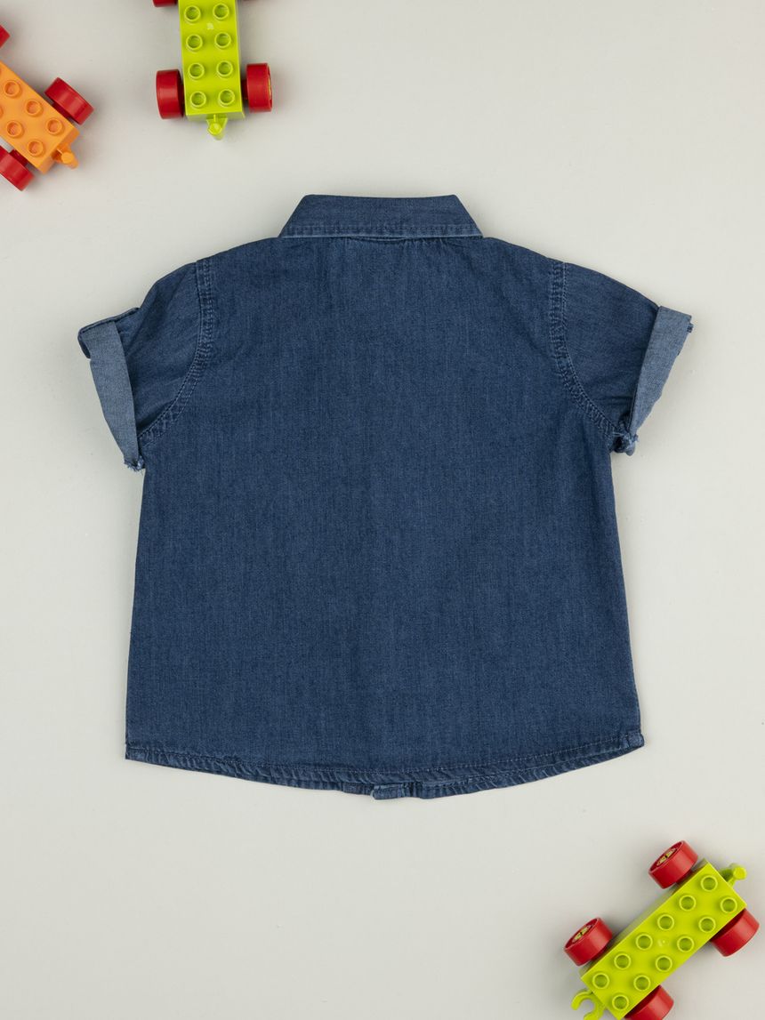 βρεφικό τζιν πουκάμισο μπλε chambray για αγόρι - Prénatal