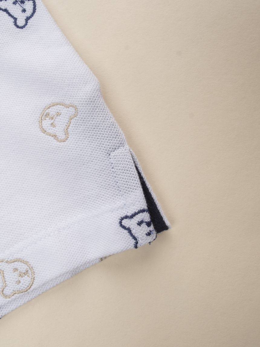 βρεφικό t-shirt πόλο λευκό με αρκουδάκια elegant για αγόρι - Prénatal