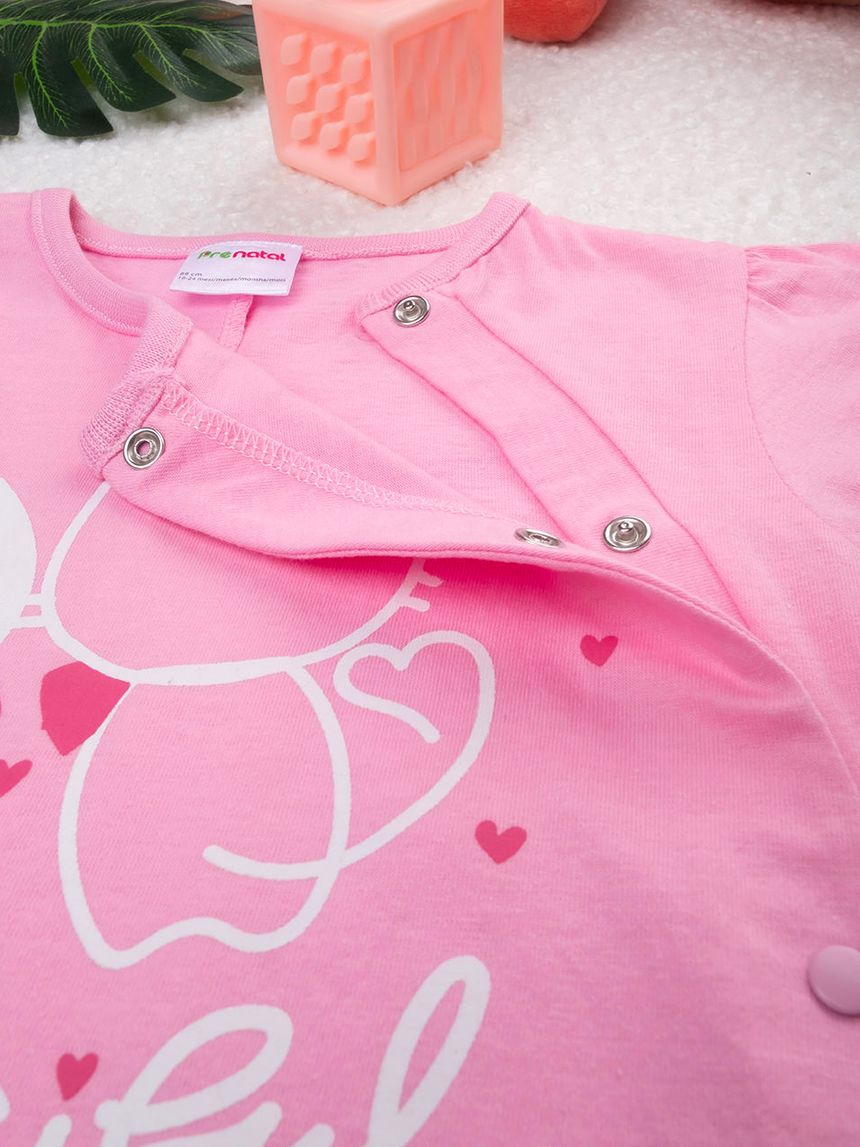 βρεφική ολόσωμη πιτζάμα ροζ με γατάκια για κορίτσι - Prénatal