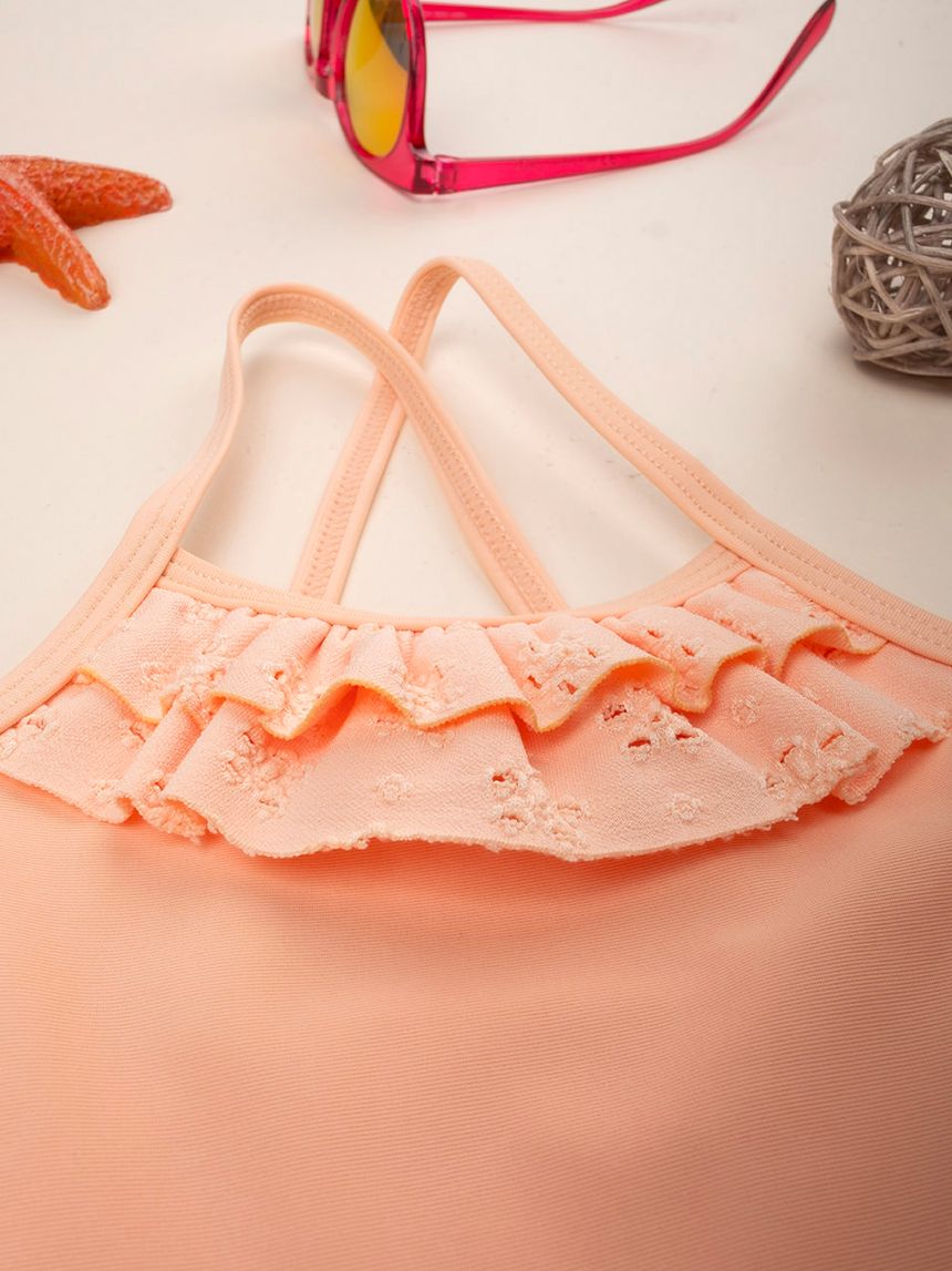 βρεφικό ολόσωμο μαγιό πορτοκαλί sangallo για κορίτσι - Prénatal