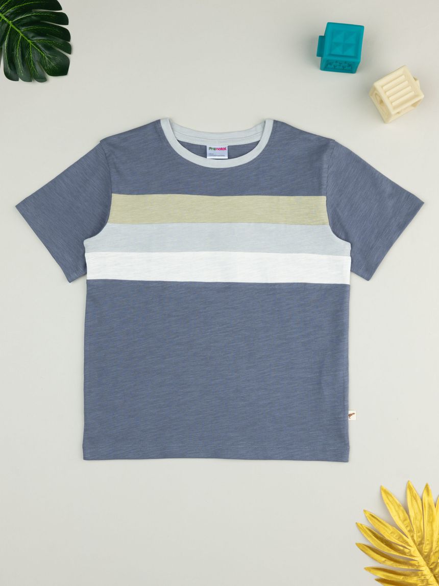 παιδικό t-shirt μπλε ριγέ για αγόρι - Prénatal
