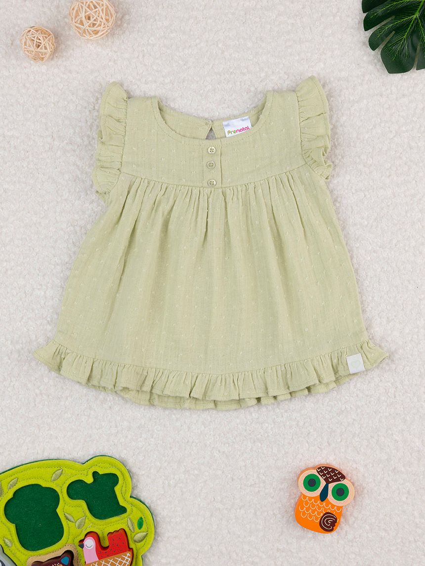 βρεφικό πουκάμισο πράσινο με βολάν για κορίτσι - Prénatal