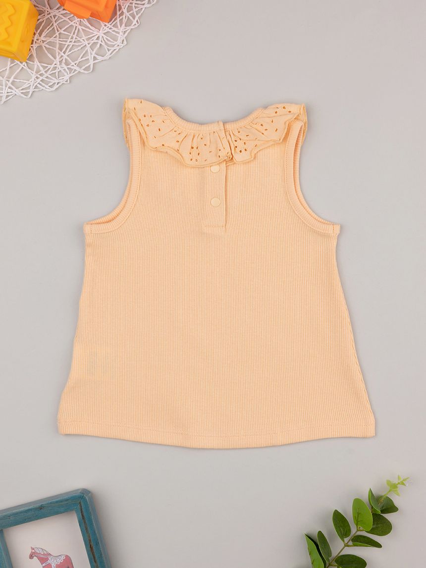 βρεφική αμάνικη μπλούζα ριμπ πορτοκαλί sangallo για κορίτσι - Prénatal