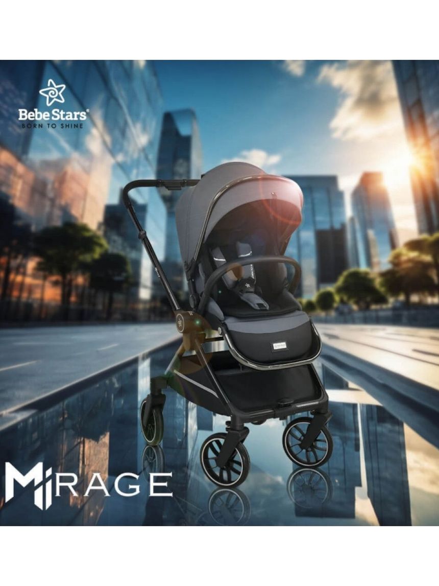 Bebe stars πολυκαρότσι mirage 2σε1 grey 331-188 - Bebe Stars