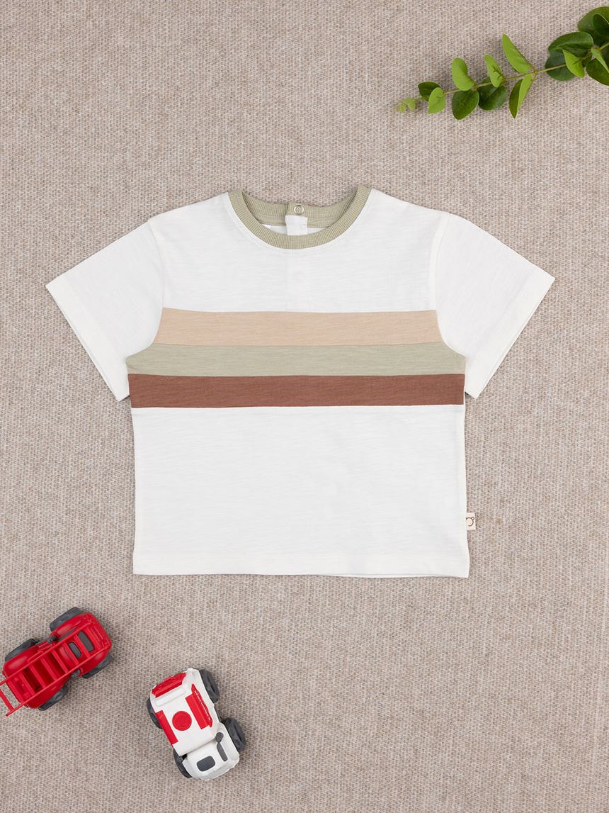 βρεφικό t-shirt λευκό ριγέ για αγόρι - Prénatal