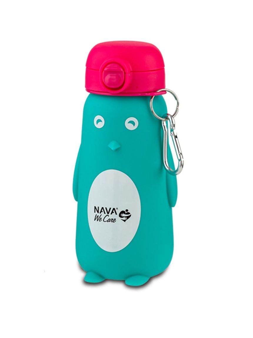 Nava μπουκάλι νερού σιλικόνης "we care" 500ml τιρκουάζ πιγκουΐνος 10-006-010 - Nava