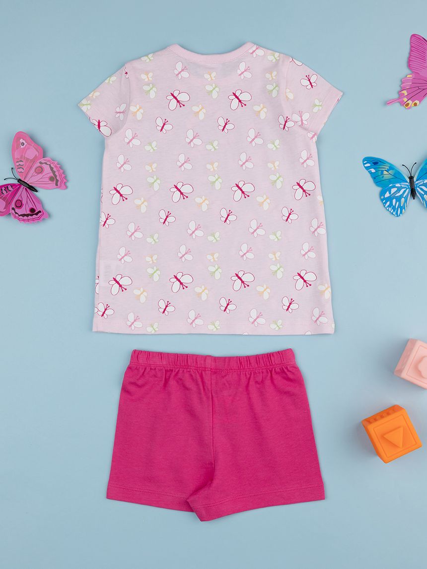 βρεφική πιτζάμα ροζ/φούξια με πεταλούδες για κορίτσι - Prénatal