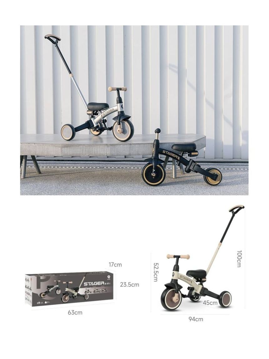 Qplay ποδήλατο τρίκυκλο stager 3in1 silver 01-1212075-04 - QPLAY