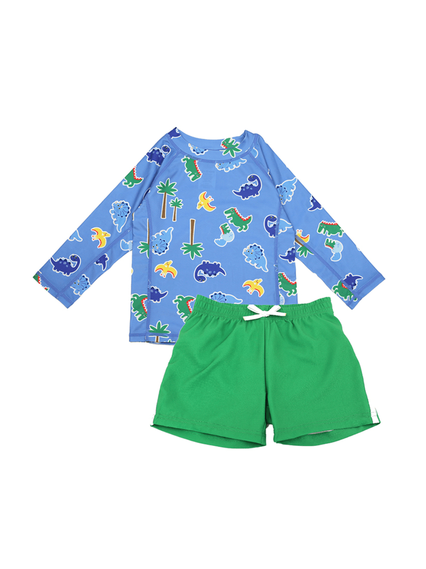Zoocchini σετ uv μαγιό σορτς και μπλούζα devin the dino & friends 6 μηνών - 4 ετών zoo16402 - Zoocchini