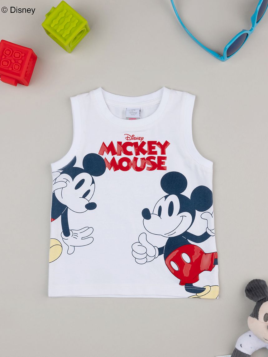 βρεφική αμάνικη μπλούζα λευκή mickey για αγόρι - Prénatal