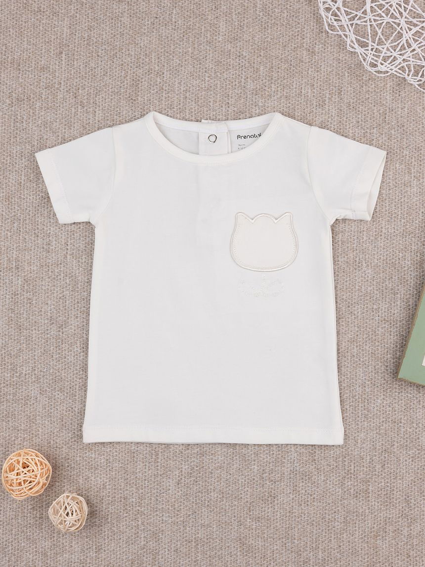 βρεφικό t-shirt λευκό με λουλούδι για κορίτσι - Prénatal