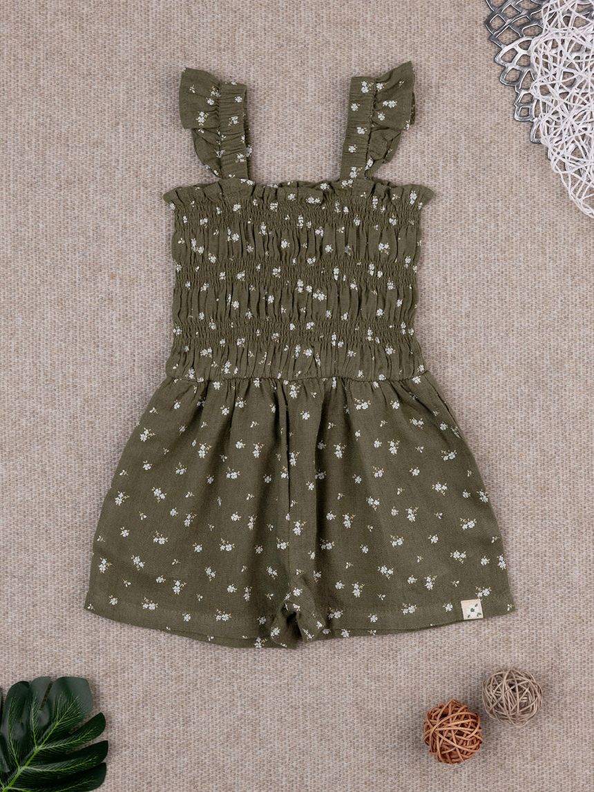 βρεφική ολόσωμη φόρμα χακί φλοράλ για κορίτσι - Prénatal