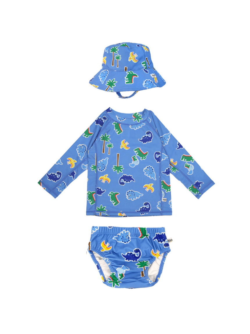 Zoocchini σετ uv μαγιό πάνα, bucket καπέλο & μπλούζα devin the dino & friends zoo16013 - Zoocchini