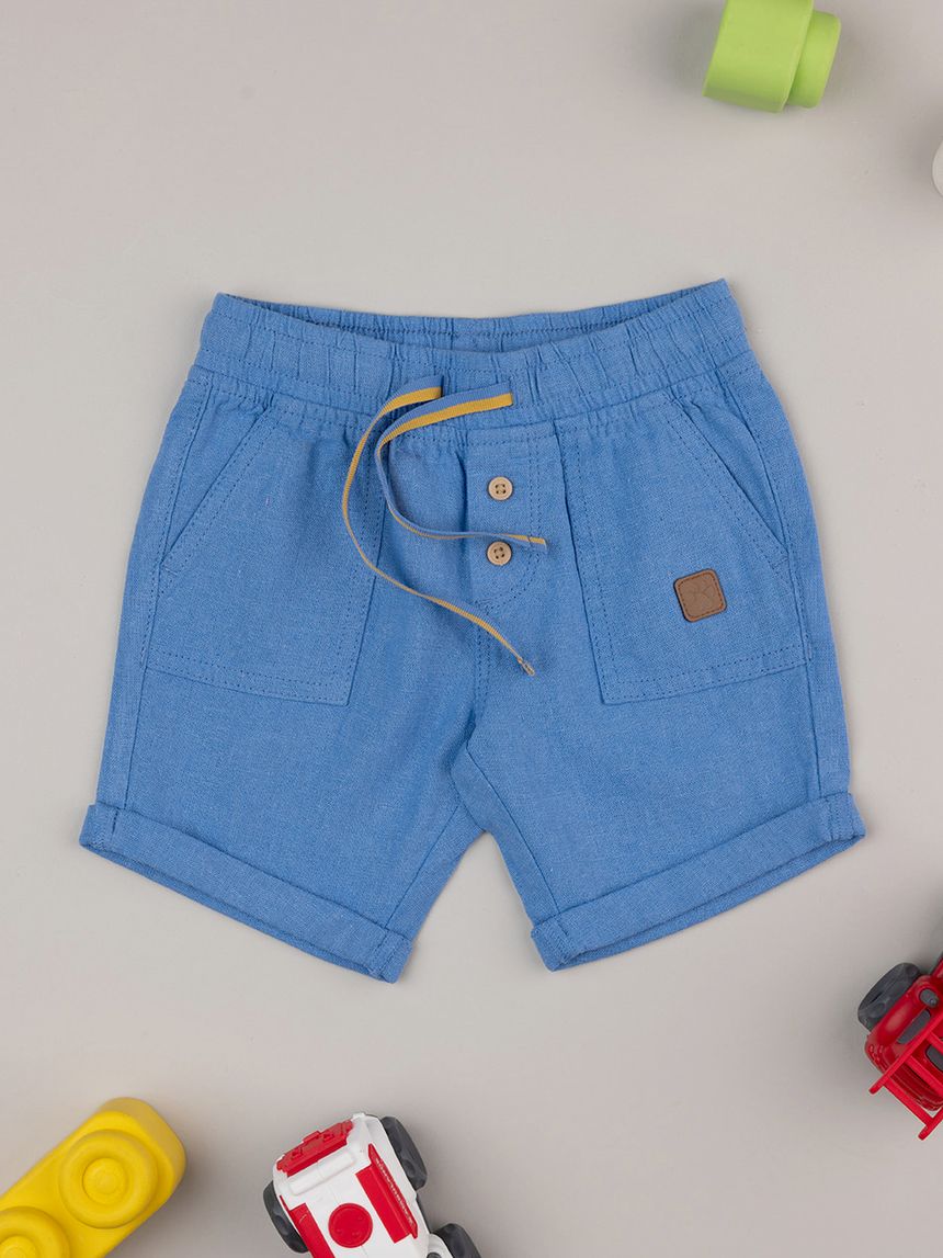βρεφική βερμούδα λινή μπλε για αγόρι - Prénatal