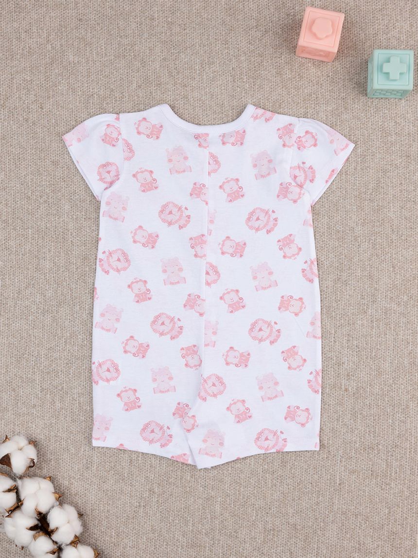 βρεφική ολόσωμη πιτζάμα λευκή με ζωάκια για κορίτσι - Prénatal