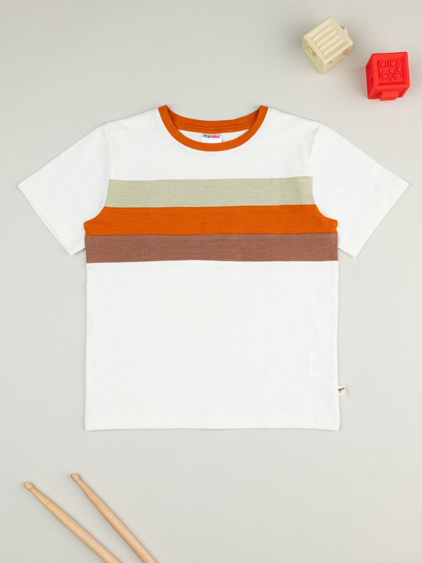 παιδικό t-shirt λευκό ριγέ για αγόρι - Prénatal