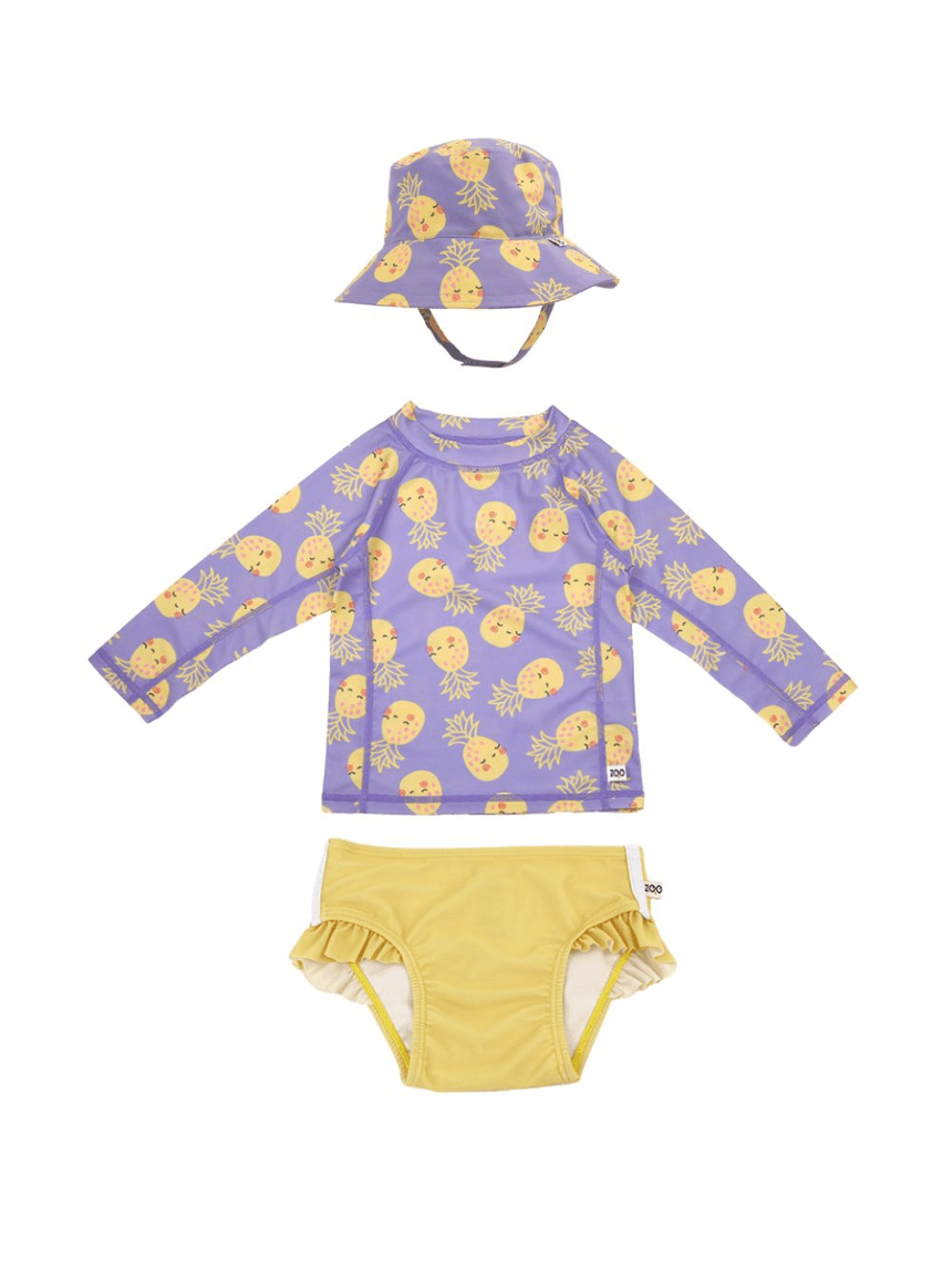 Zoocchini σετ uv μαγιό, bucket καπέλο & μπλούζα pineapple zoo16012 - Zoocchini