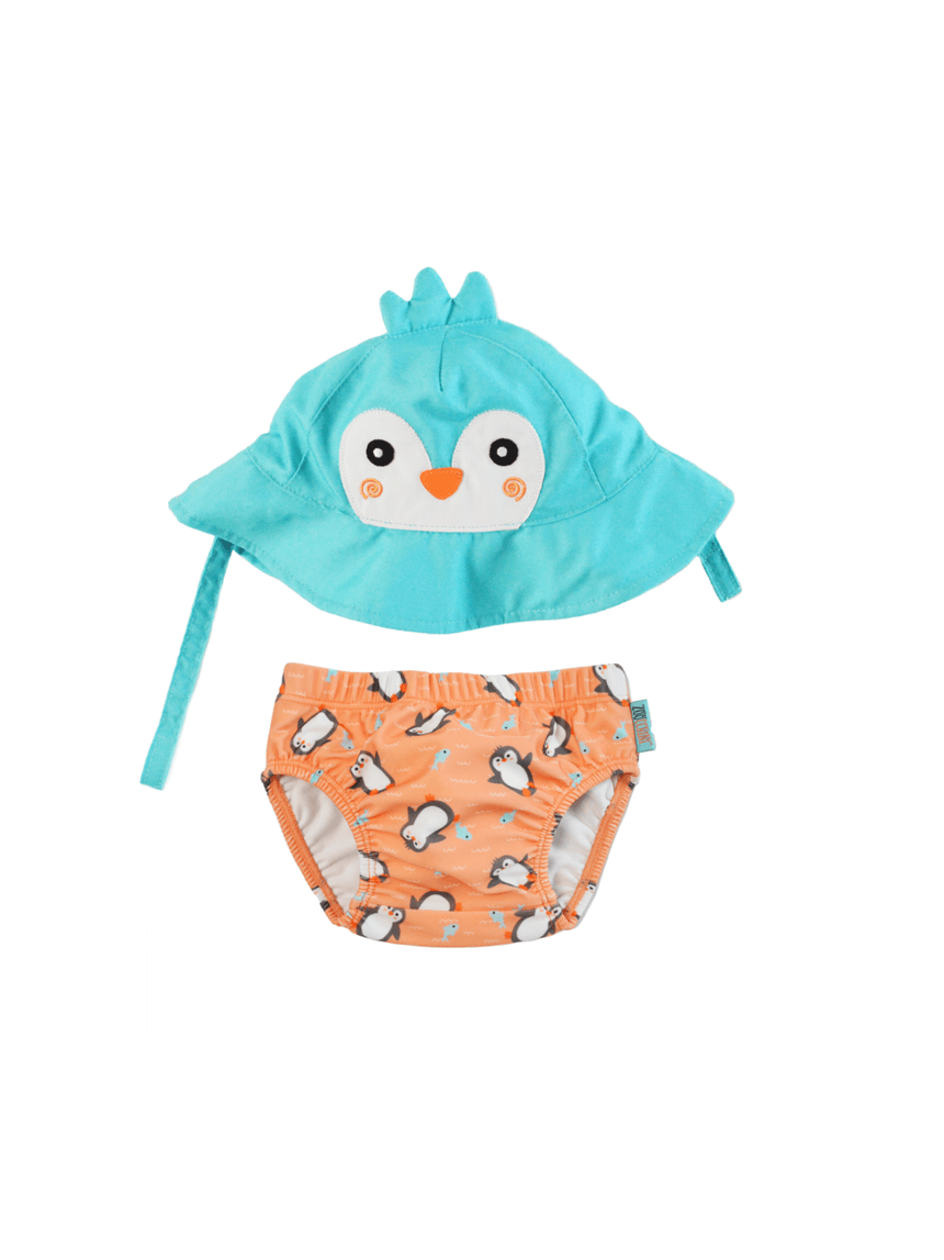 Zoocchini σετ μαγιό και καπέλο upf50+ parker the penguin 6-24 μηνών zoo12015 - Zoocchini
