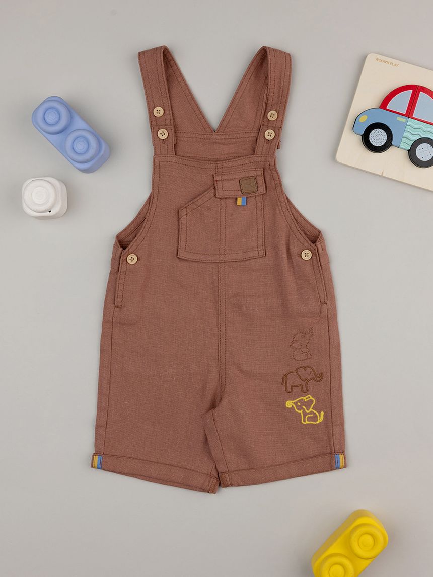 βρεφική σαλοπέτα λινή καφέ savana για αγόρι - Prénatal